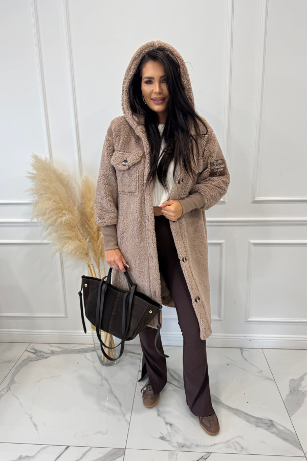 Beżowy płaszcz pluszowy KENZO 129