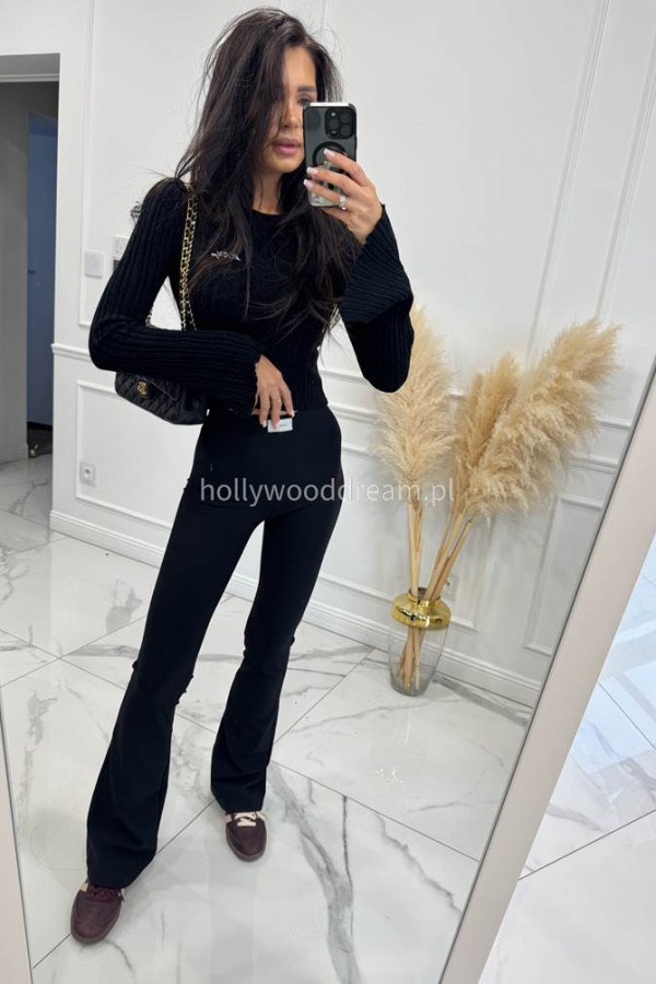 Czarne legginsy dzwony prążkowane Majkel 34