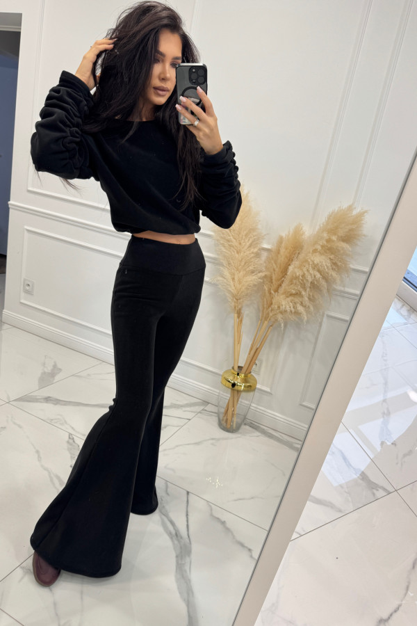 Czarny komplet polar bluza + spodnie Bear 173