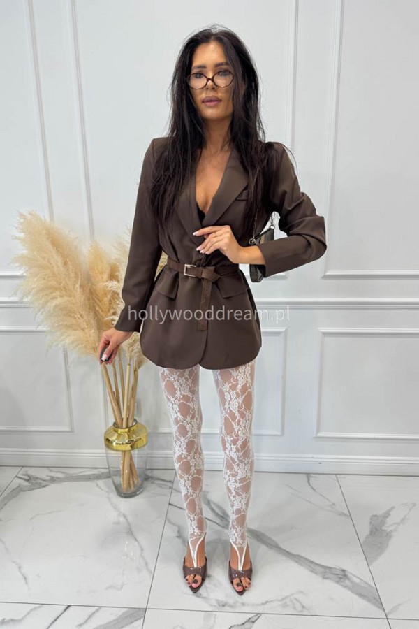 Białe legginsy koronkowe z zapiętką ARIA 197