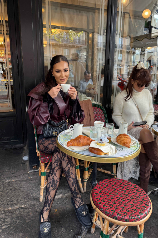 Czarne legginsy koronkowe z zapiętką ARIA 197