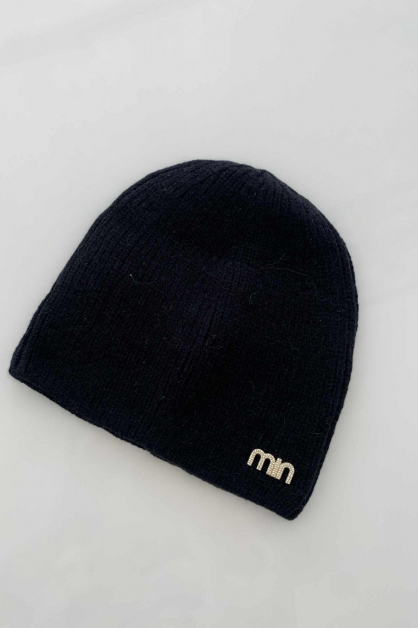 Czarna czapka ze złotym zdobieniem FIZZY