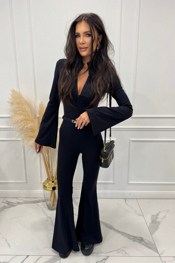 Czarny kombinezon modelujący z zamkiem na przodzie Lena 173