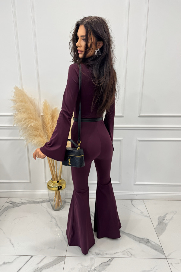 Śliwkowy kombinezon modelujący z zamkiem na plecach Devon 173