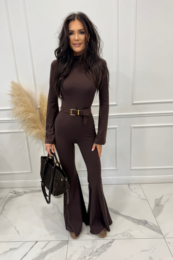 Czekoladowy kombinezon modelujący z zamkiem na plecach Devon 173