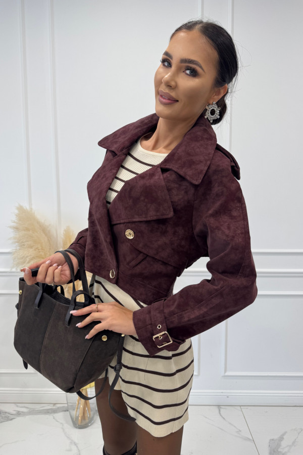 Bordowa kurtka ze złotymi zdobieniami Chely 09