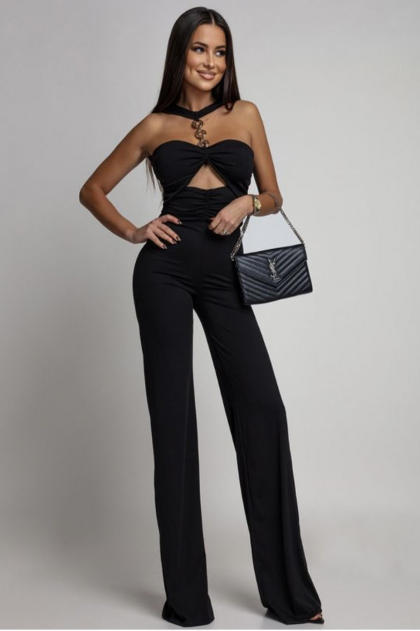 Czarny kombinezon ze zdobieniem na dekolcie Clœlia 26