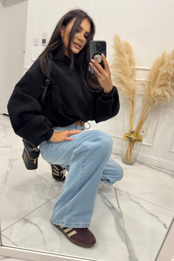 Czarna bluza polarowa o kroju bombki FASHION 183