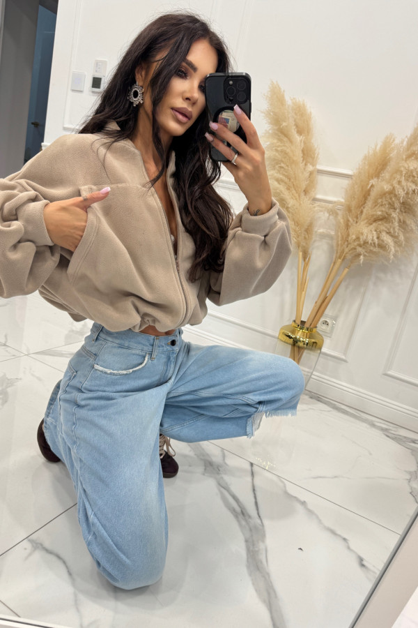 Beżowa bluza polarowa o kroju bombki FASHION 183