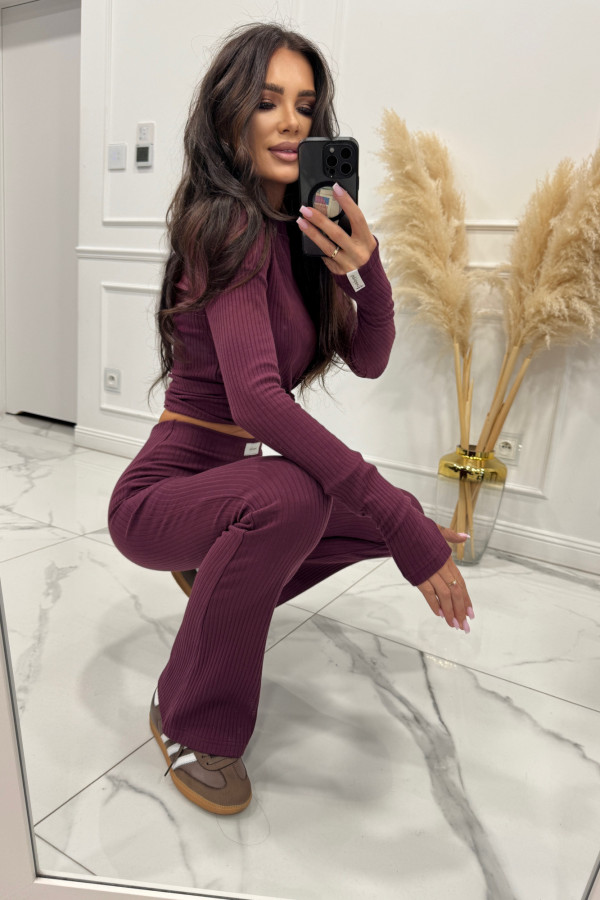 Bordowa bluzka w gruby prążek SIERRA 34