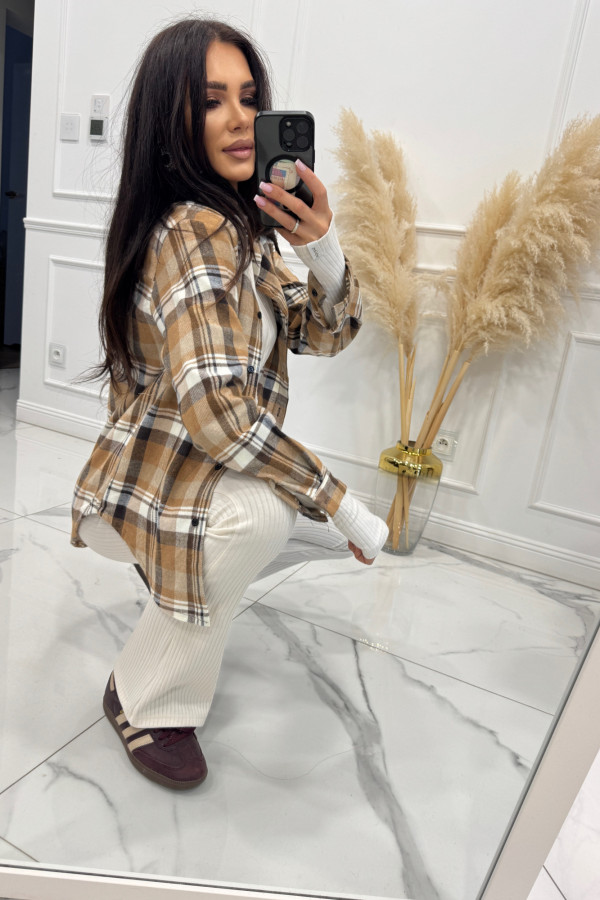 Karmelowo-miodowo-beżowa Koszula w kratę JENNY 52